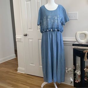 KDK designs Vintage Women Blue Embroidered 2PS Dress Size 22W